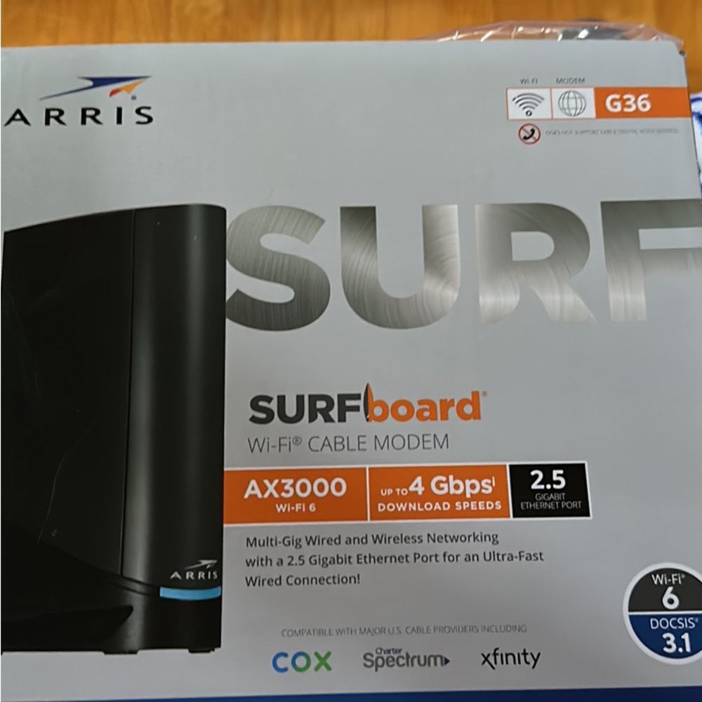 ARRIS SURFboard AX3000 WiFi Cable modem up to 4 Gbps download speed original box